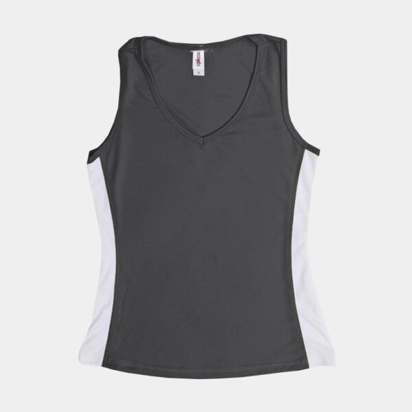AJ215 Women's V-Neck Colorblock Tank Thumbnail